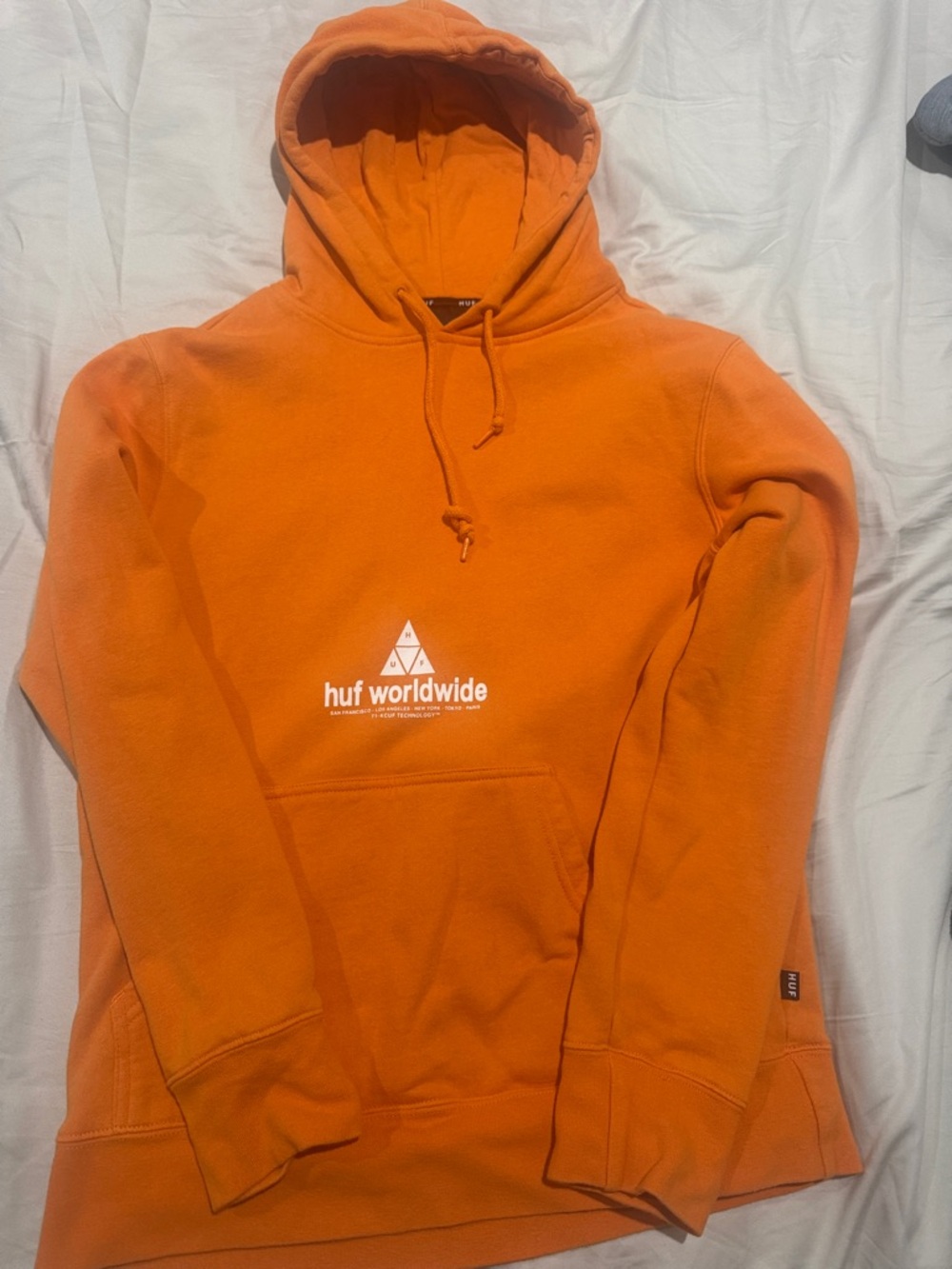 HUF Orange Pullover Hoodie with White Logo